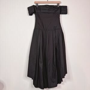 KHAITE Black Off-Shoulder Midi Dress